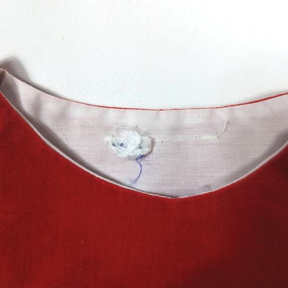 Vtg Dress Pinafore Girls Sz 24m Red Christmas Holiday School Simple Classic - Picture 4 of 6